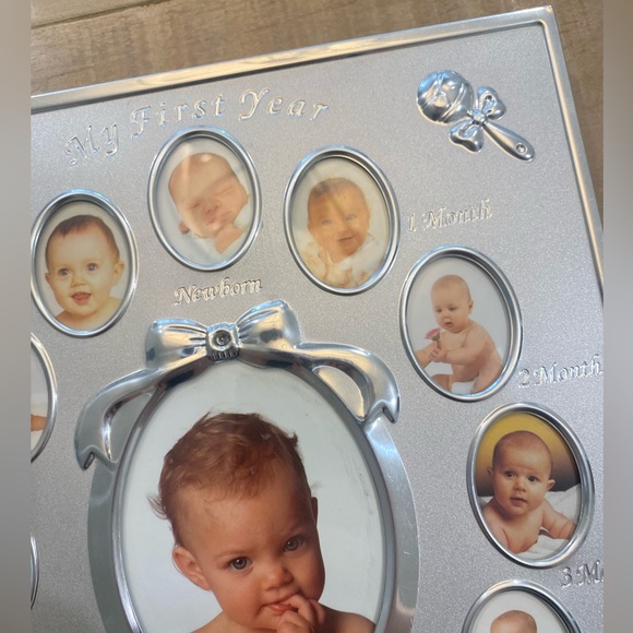 Babys photo album monthly mark My First Year silver frame - Picture 3 of 12
